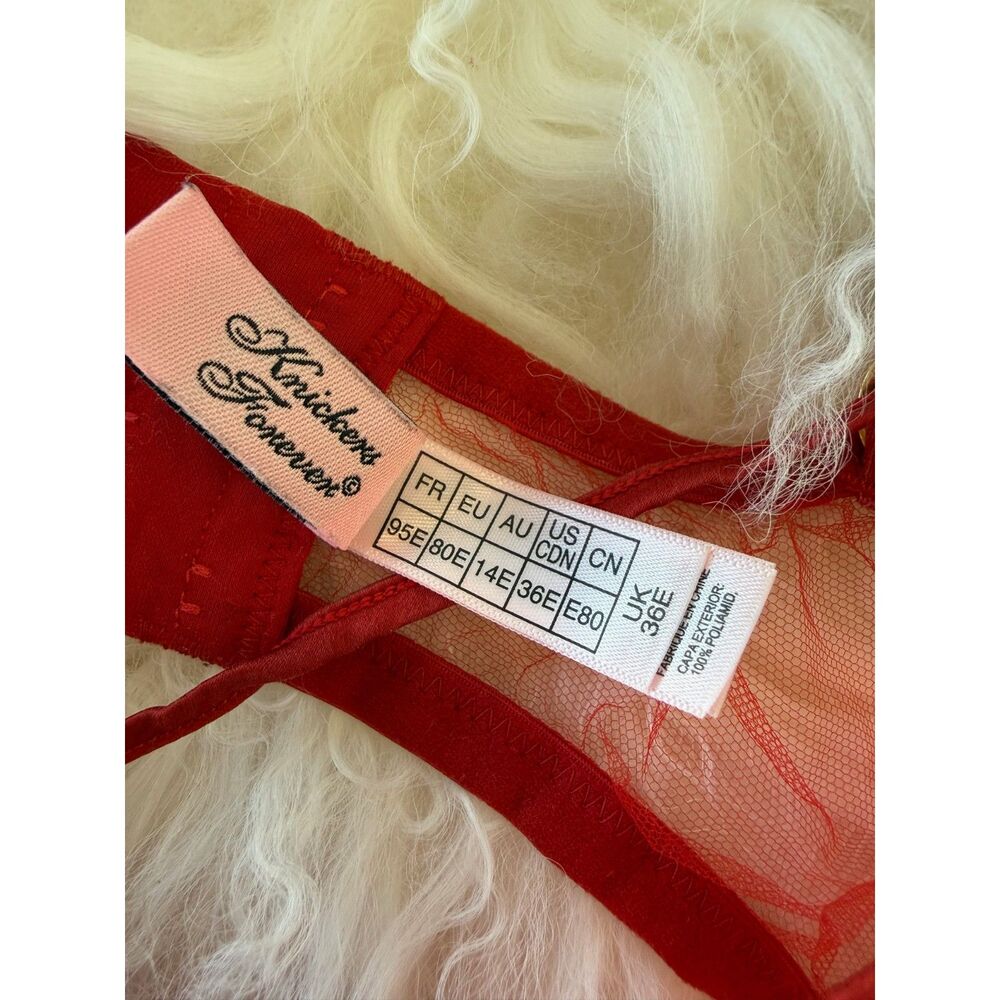 Agent Provocateur Demelza Red Lace 3 Piece Lingerie Set 36DD AP 4 5 NWOT - Picture 3 of 7
